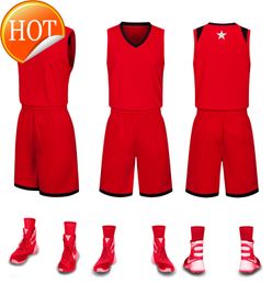 2019 New Blank Basketball jerseys printed logo Mens size S-XXL cheap price fast shipping good quality Red Black RB001AA1