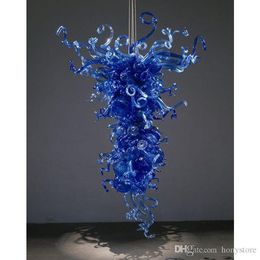 Pretty Blue Style Murano Ceiling Glass Chandelier Lamp Unique Design Home Lamps Living Room Furniture