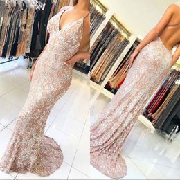 Gorgeous V-Neck Sleeveless Backless Mermaid Prom Party Dresses 2019 Long Beading Evening Gowns African Custom Made