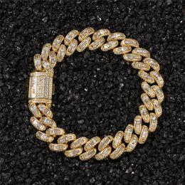 13mm 7" 8" Mens Hip Hop Bracelet Iced Out Bling CZ Cuban Link Bracelet Chains Fashion Rapper Bracelets Male Hiphop Jewelry Gift