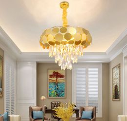 Led light luxury crystal chandelier for living room kitchen lamp gold polished steel kristallen hanglamp AC110-240V MYY
