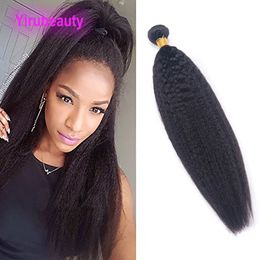 Peruvian Double Hair Wefts Weaves One Bundle Kinky Straight 1 Piece/lot Yaki Straight 95-100g/piece Virgin Hair