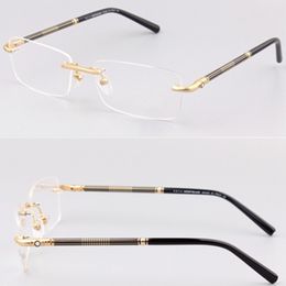 Brand Mens Optical Glasses Frame Man Rimless Eyeglass Frame for Men Gold Silver Myopia Eyeglasses Designer Spectacle Frames Eyewear 492 with Original Box