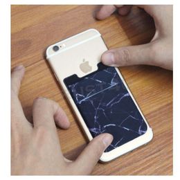 Marble Adhesive Pocket Sticker Lycra Pocket Elastic Mobile Phone Wallet Credit ID Card Holder Card Holder Case Universal Cellphone Accessory