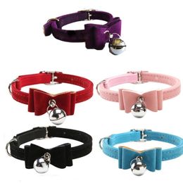 Cats Bell Leather Bowknot Adjustable Kitten Puppy Pet Collars Pet Accessories