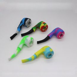 Newest Style Colourful Silicone Glass Smoking Handpipe Dry Herb Tobacco Philtre Tube Portable Innovative Design High Quality