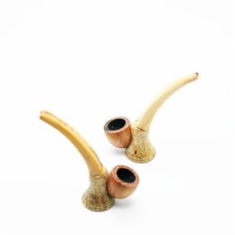 Newest Natural Wooden Portable Bend Holder Mini Smoking Philtre Tube Dry Herb Tobacco Bowl Handpipe High Quality Handmade Pipes DHL Free