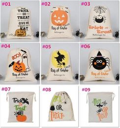 Hot Sale Halloween Gift Bags Large Cotton Canvas Hand Bags Pumpkin,Devil,Spider Printed Halloween Candy c075