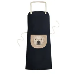 black golden retriever UK - Trained Golden Retriever Puppy Dog Animal Cooking Kitchen Black Bib Aprons With Pocket for Women Men Chef Gifts