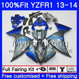 Injection Body For YAMAHA YZF 1000 YZF R 1 YZFR1 2013 2014 242HM.7 YZF-1000 YZF R1 Blue grey hot sale YZF1000 YZF-R1 13 14 Full Fairing Kit