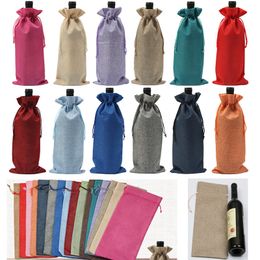 Non-Woven Wine Bottle Bags Champagne Wine Bottle Covers Gift Pouch Burlap Packaging Bag Wedding Party Christmas Decoration 15*35cm XD20839