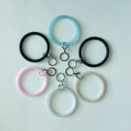 Bangle Key Ring Silicone Wristlet Keychain Bracelet Key Ring Round Key Holder Sports Girls Gift Fashion Jewellery 5 Colours 30pcs DW4178
