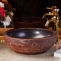 Porcelain China Classic Art violet bathroom sinks ceramic countertop wash basin handpainted