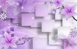 Custom any size photo 3d murals wallpaper for living room Purple warm flower TV background wall