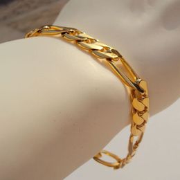 Men's Deluxe 22 K 23 K 24 K THAI BAHT YELLOW Solid GOLD AUTHENTIC FINISH BRACELET Figaro 10MM Jewellery N 03