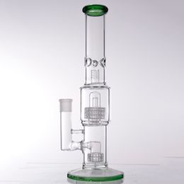 13.6 Inches Thick Glass Bong Hookahs Dropdown Beaker Honeycomb Inline Perc with 14mm Bowl for Smoking Shisha