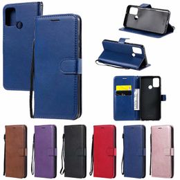 Plain Flip Stand With Card Slot Cell Phone Cover Wallet Leather Case for Huawei P40 PRO P40 LITEE Y5P Y6P P SMART 2020 honor 30 pro 9A NOVA7