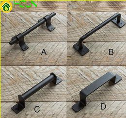 7.7'' 12.6'' Antique Black Wooden Door Handles Old Dresser Drawer Pull Handles Rustic Kitchen Cabinet Door Handle Pull 196 320mm