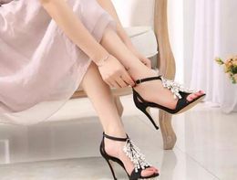 Hot Sale-Pearl high-heeled sandals women's summer 2017 new style fine with banquet sexy diamond bare toe sandals wedding