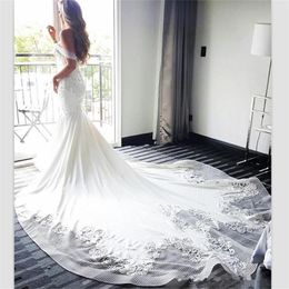 White Lace Mermaid Wedding Dresses Court Train Off Shoulder Beads V Neck Wedding Dress Covered Buttons Vintage Bridal Gowns