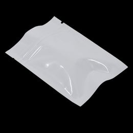 White Aluminium Foil Zipper Resealable Packaging Bags Aluminium Foil Grocery Package Bags for Dry Food Snacks Storage Mylar Foil Pouches
