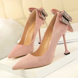 rhinestone heels ladies Butterfly-knot stiletto extreme high heels pumps women shoes italian shoes women designers crystal shoes women heels