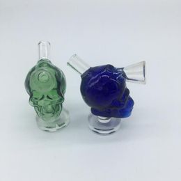 Colorful Pyrex Glass Skull Shape Bong Smoking Tube Portable Design Handmade Handpipe High Quality For Preroll Rolling Cigarette DHL Free