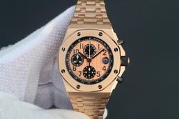 Factory Supplier Top High quality Mens wristwatches Limited 42mm Quartz Chronograph 18k Pink Gold Stainless Steel Mens Men's Watch Watches