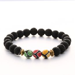 8MM Natural Black Lava Stone yoga Bracelet DIY Aromatherapy Essential Oil Diffuser Bracelet for women Men