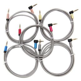 3.5mm Jack Audio Cable 3.5 Male to Male Right Angle 90 degree Car Aux Auxiliary Audio Cable Cord Supports Phone PC wholesale 300pcs