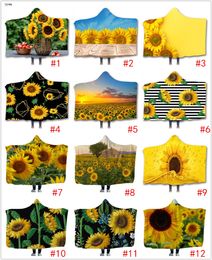 Colorful Sunflower Hooded Blanket 3D printing Children Blankets Kids wrap Soft warm Sherpa Fleece Throw Sofa Blanket bed plane 130cm*150cm