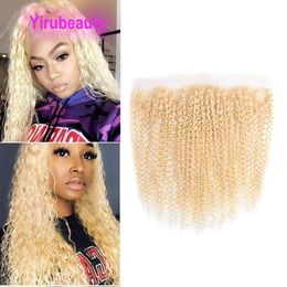 Peruvian Human Hair 13X4 Lace Frontal With Baby Hair Blonde 613# Deep Wave Curly 13 By 4 Frontal Kinky Curlys Yirubeauty