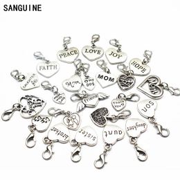 Wholesale Mix20pcs/lot Alloy family dangle charms lobster clasp hanging charm for bracelet&pendant floating charms jewelry