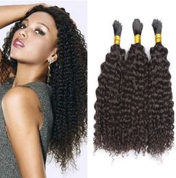 Mongolian Afro Kinky Curly Bulk Hair No Weft Natural Color Human Hair Bulks For Black Women