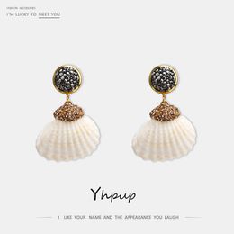 Fashion- Trendy Simple Design Natural Shell Dangle E Crystal Earrings Girl Beach Jewellery boucle femme 2020 beautiful