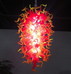 Amazing Red and Yellow Crystal Chandeliers Lamps Modern Pendant Light Hand Blown Glass Chandelier LED Lights for House Decoration