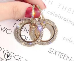 925 silver pin Korean new fashion diamond earrings female diamond geometric circle earrings European and American simple earrings WL026
