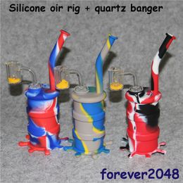 New Arrival Mini silicone dab rig Hookah Water Pipe glass bongs bubble silicone barrel rig with sand bangers
