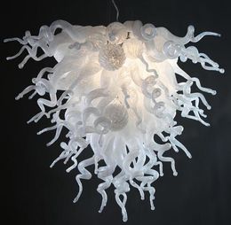 Lamps Elegant White Colour 100% Art Decorative Home Chandeliers Hand Blown Glass LED Chandelier Lighting