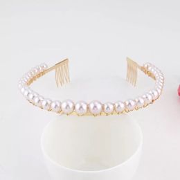 Baroque Metal Gold Pearls Headbands Alloy Imitation Pearl Hair Accessory For Women Head Hoop Retro Headband 4 Colours Wholesale