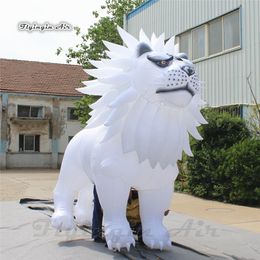 Customized Wearable Walking Inflatable Lion Costume 3m Giant White Blow Up Animal Mascot Lion Suits For Circus Parade Show