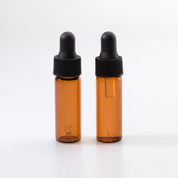 Wholesale 2400pcs Lot 4ml Brown Dropper Bottles Mini Sample Dispensing Bottle 4 ml with Black Cap