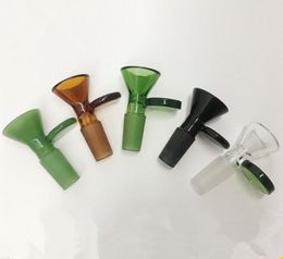 Funnel 14mm 18mm Glass Bowls For Bongs Male Joint Colorful Smoking Glass Bong Bowl With Handle Piece For Oil Rigs Water Pipes