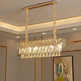 New LED Crystal Chandelier Modern Villa Rectangular Restaurant Light Nordic Simple Chandelier Luces decoracion MYY