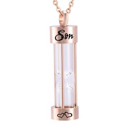 New Design rose gold Hourglass Urn Pendant Cremation Jewelry Keepsake Memorial Ashes Necklace for grandma/grandpa/mom/dad