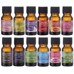 Essential Oils 10ml Flower Fruit Essential Oil For Aromatherapy Diffusers Air Freshening Body Massage Relieve Oil Skin Care 12pcs