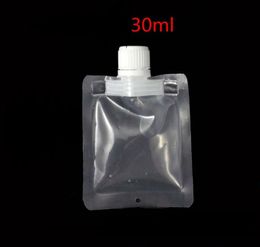 30ML Plastic Nozzle Beverage Drinking Bag Mini Suctiion Packaging Bags Transparent Clear Doypack Spout Pouch Bags SN4354