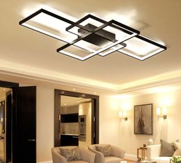 New Black or White Aluminum Modern Led Ceiling Lights For Living Room Bedroom Study Room AC85-265V Chandelier MYY