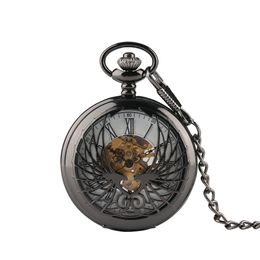 -Orologio da tasca classico classico da uomo, Phoenix intagliando orologi da tasca di design unico per uomo, orologio regalo con quadrante bianco