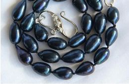 necklace Free shipping ++stunning big 15mm baroque black freshwater cultured pearl necklace NEW